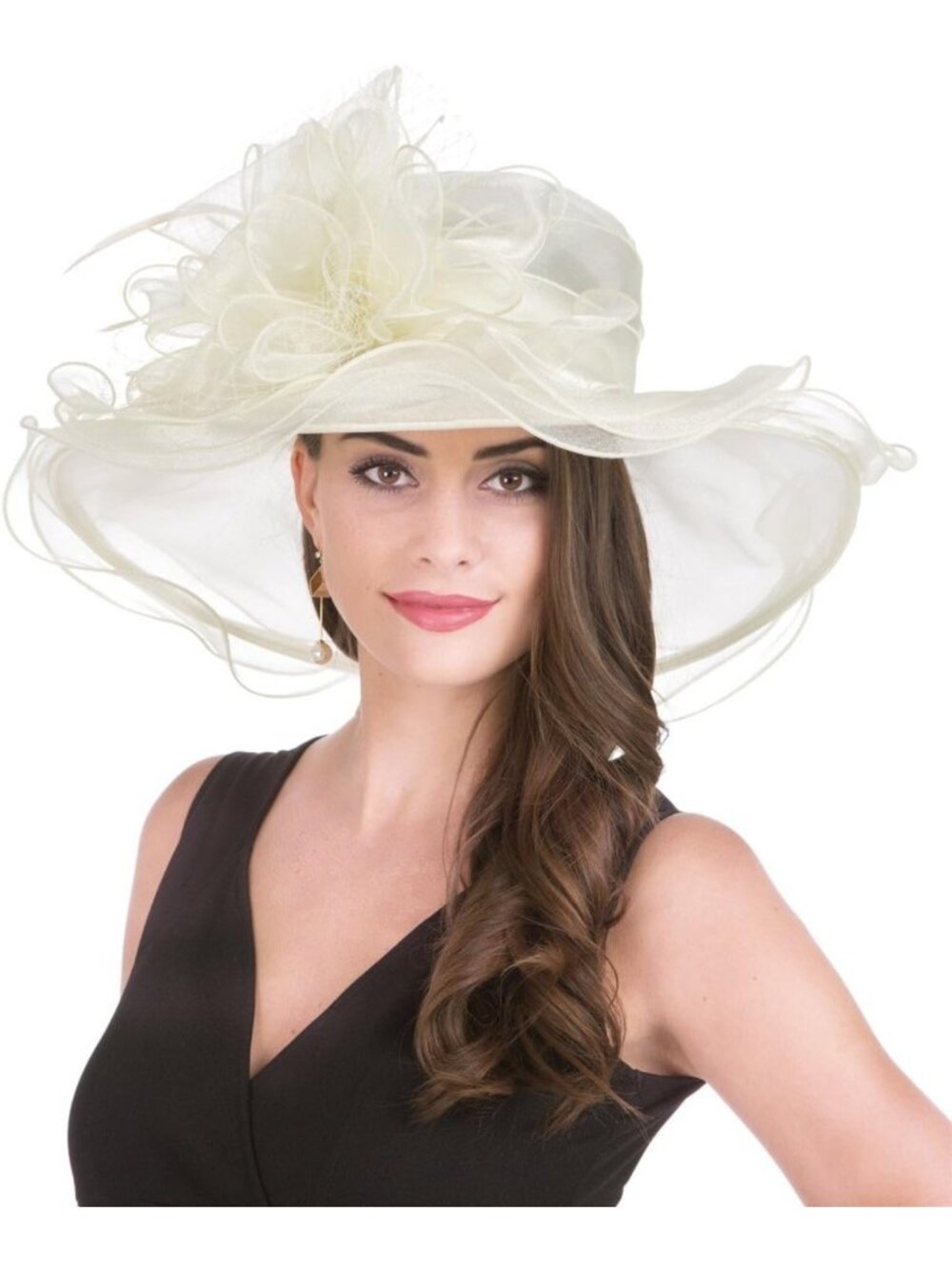 Elegant Women's Organza Fascinator Hat for Church, Derby, Bridal, Tea Party